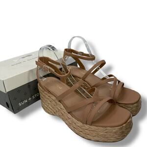 NEW Sun + Stone Strappy Espadrille Wedges Size 9.5 Platform Wedges Boho NWT